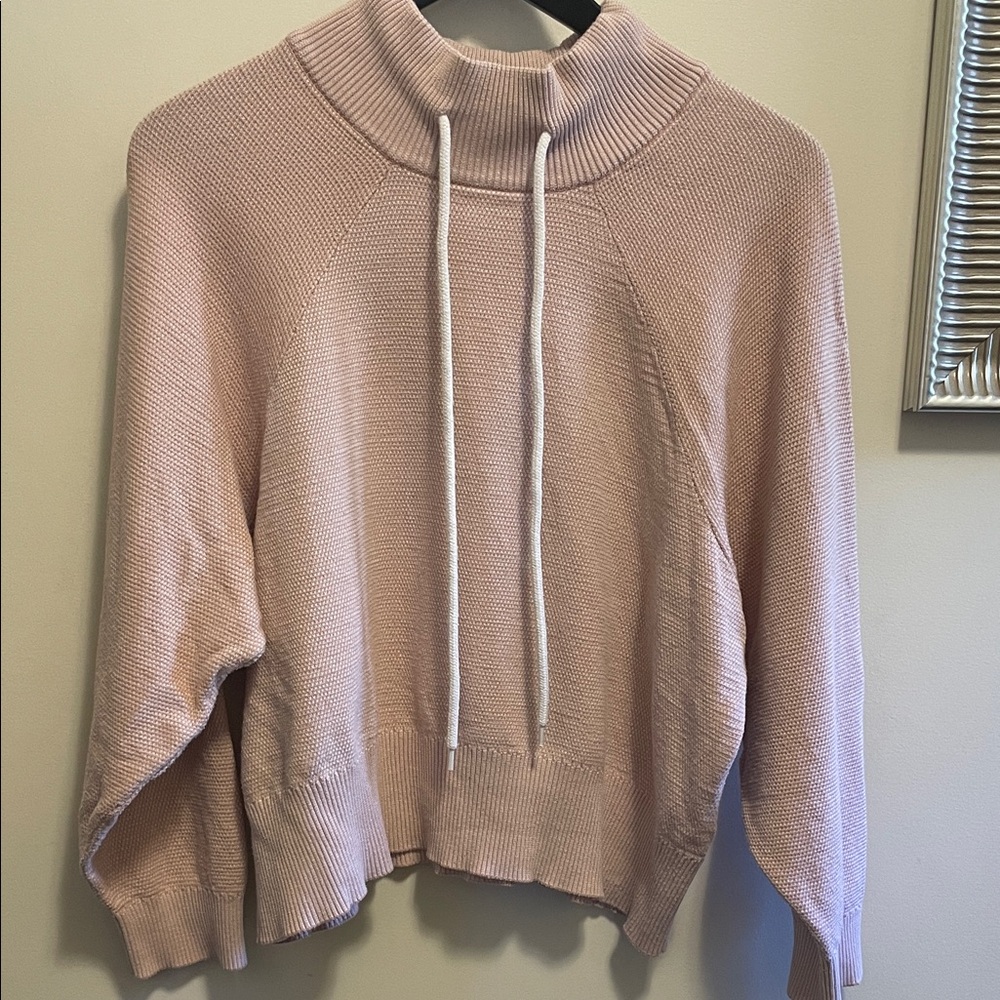 Varley Dusty Pink Funnel Neck Drawstring Sweater